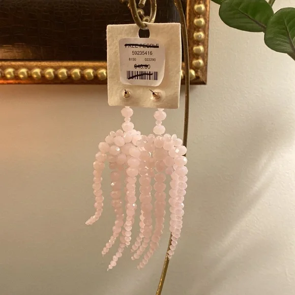 Free People, pink crystal multi-armed chandelier earrings, NWT!! - Picture 1 of 4